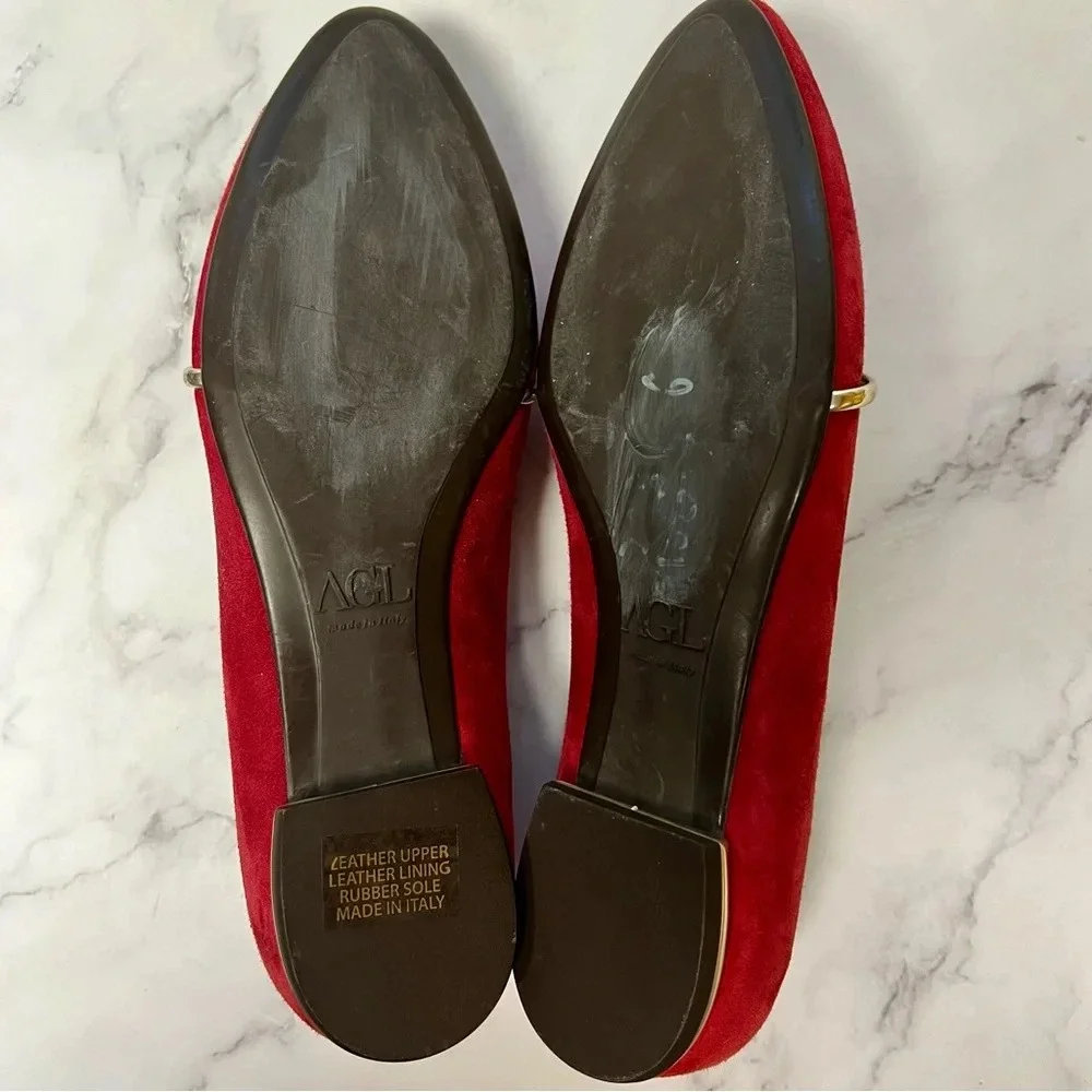 AGL Attilio Giusti Leombruni Red Suede Slip On Casual Womens Shoe Size 36 - Picture 13 of 17